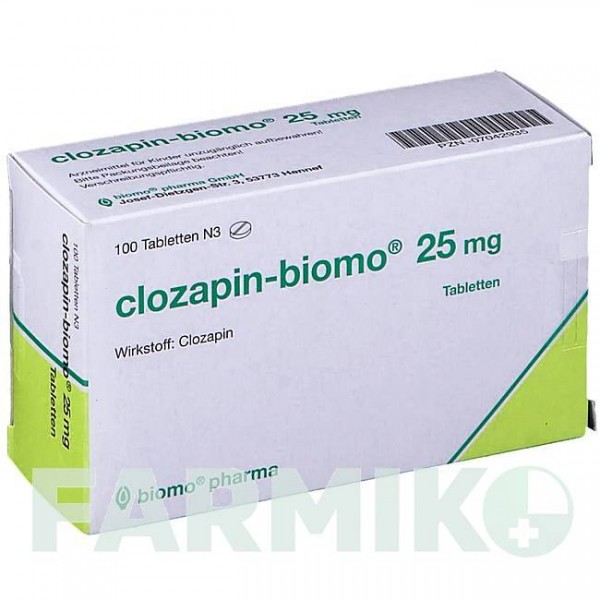 КЛОЗАПІН (CLOZAPIN) 25 мг таблетки 100 шт - Клозапін BIOMO PHARMA