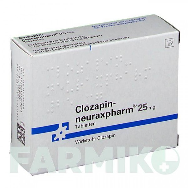 КЛОЗАПІН (CLOZAPIN) 25 мг таблетки 50 шт - Клозапін NEURAXPHARM