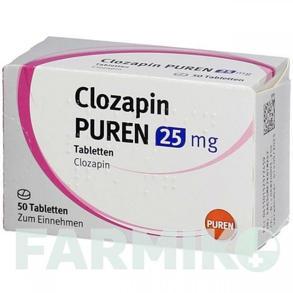 КЛОЗАПІН (CLOZAPIN) 25 мг таблетки 50 шт - Клозапін PUREN PHARMA