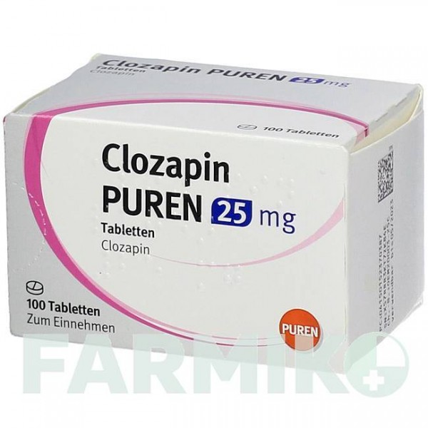 КЛОЗАПИН (CLOZAPIN) 25 мг таблетки 100 шт - Клозапин PUREN PHARMA
