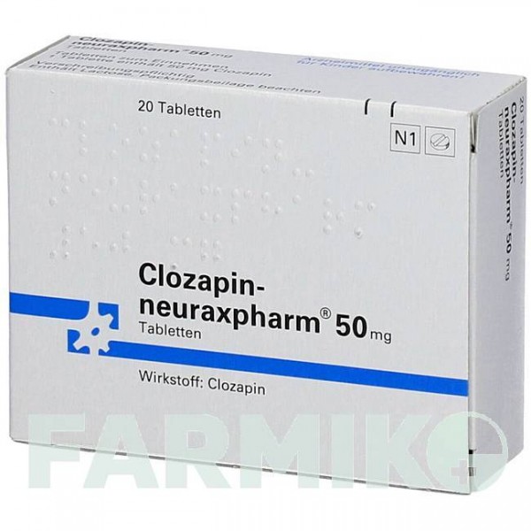 КЛОЗАПІН (CLOZAPIN) 50 мг таблетки 20 шт - Клозапін NEURAXPHARM