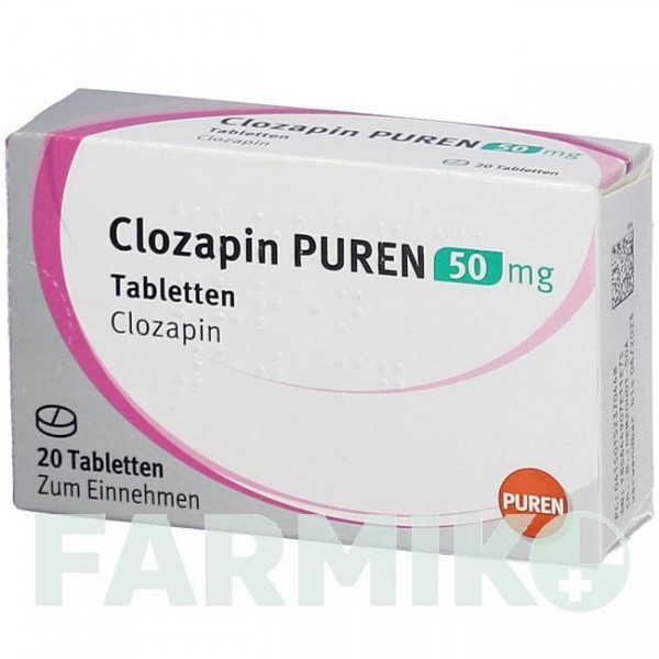 КЛОЗАПІН (CLOZAPIN) 50 мг таблетки 20 шт - Клозапін PUREN PHARMA