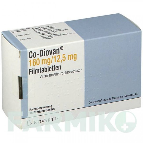 КО ДИОВАН (CO DIOVAN) 160 мг/12,5 мг таблетки 98 шт - Валсартан, Гидрохлоротиазид EMRA-MED