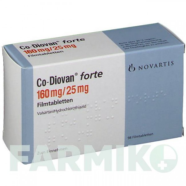 КОДИОВАН (CODIOVAN) 160 мг/25 мг таблетки 98 шт - Валсартан, Гидрохлоротиазид ORIFARM