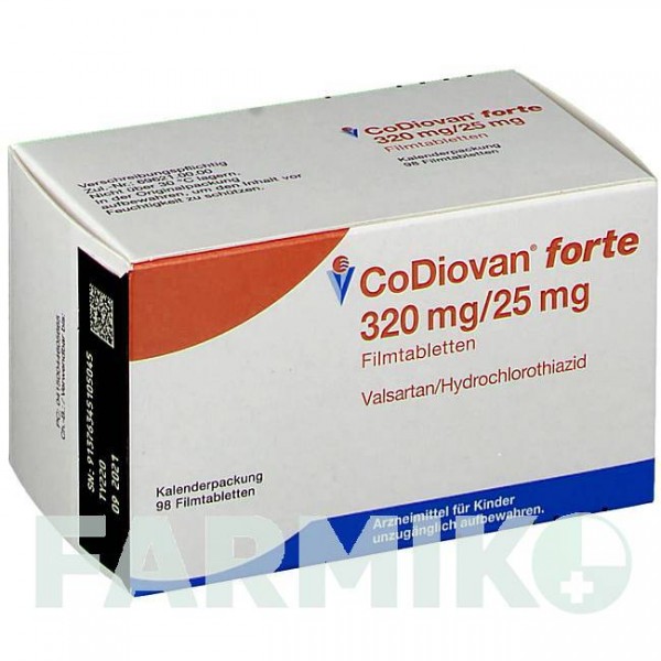 КОДІОВАН (CODIOVAN) 320 мг/25 мг таблетки 98 шт - Валсартан, Гідрохлоротіазид NOVARTIS