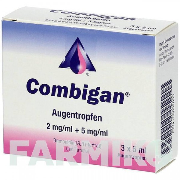 КОМБИГАН (COMBIGAN) капли 3x5 мл - Тимолол, Бримонидин AXICORP PHARMA