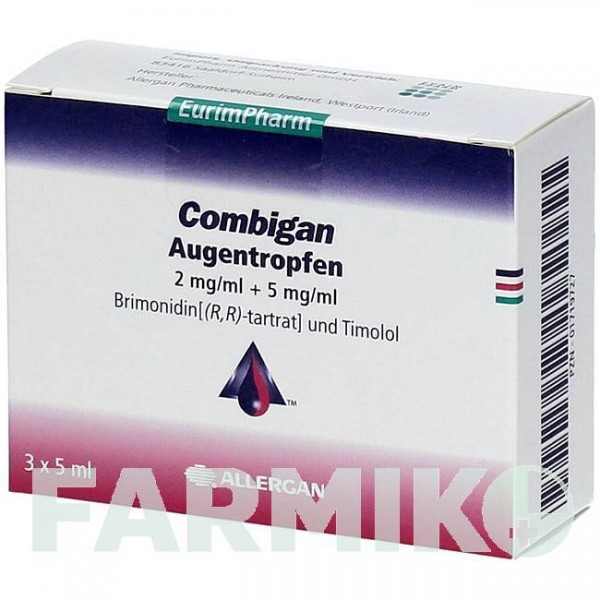 КОМБИГАН (COMBIGAN) капли 3x5 мл - Тимолол, Бримонидин EURIMPHARM