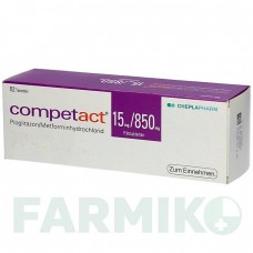 КОМПЕТАКТ (COMPETACT) 15 мг/850 мг таблетки 112 шт - Метформін, Піоглітазон CC PHARMA