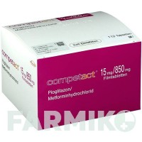 КОМПЕТАКТ (COMPETACT) 15 мг/850 мг таблетки 196 шт - Метформін, Піоглітазон DOCPHARM