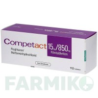 КОМПЕТАКТ (COMPETACT) 15 мг/850 мг таблетки 196 шт - Метформін, Піоглітазон EURIMPHARM