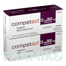 КОМПЕТАКТ (COMPETACT) 15 мг/850 мг таблетки 196 шт - Метформін, Піоглітазон KOHLPHARMA