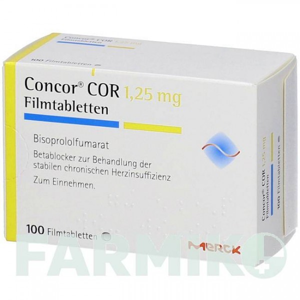 КОНКОР (CONCOR) 1,25 мг таблетки 100 шт - Бисопролол MERCK HEALTHCARE