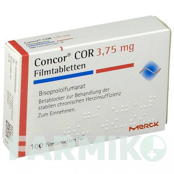 КОНКОР (CONCOR) 3,75 мг таблетки 100 шт - Бісопролол MERCK HEALTHCARE