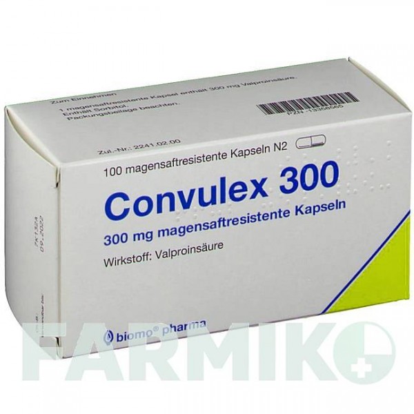 КОНВУЛЕКС (CONVULEX) 300 мг капсулы 100 шт - Вальпроевая кислота BIOMO PHARMA