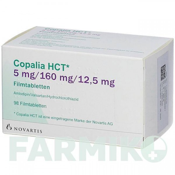 КОПАЛІЯ (COPALIA) 5 мг/160 мг/12,5 мг таблетки 98 шт - Валсартан, Амлодипін, Гідрохлоротіазид DOCPHARM