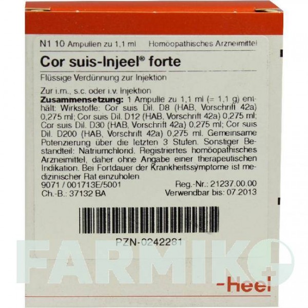 КОР СУИС (COR SUIS) ампулы 10 шт - Гомеопатия BIOLOGISCHE HEILMITTEL HEEL