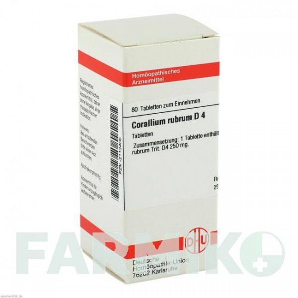 КОРАЛЛИУМ РУБРУМ (CORALLIUM RUBRUM) D 4 таблетки 80 шт - Гомеопатия DHU