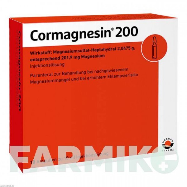 КОРМАГНЕЗІН (CORMAGNESIN) 200 ампули 10x10 мл - Магнію сульфат WORWAG PHARMA