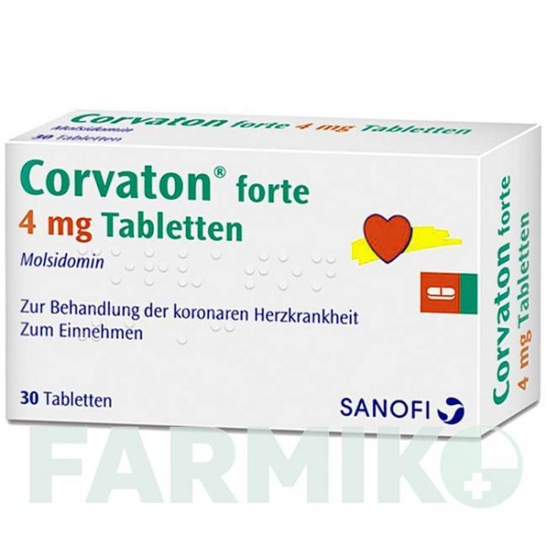 КОРВАТОН (CORVATON) 4 мг таблетки 30 шт - Молсидомин CHEPLAPHARM