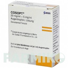 КОСОПТ (COSOPT) 20 мг/мл + 5 мг/мл краплі 3x5 мл - Тимолол, Дорзоламід KOHLPHARMA