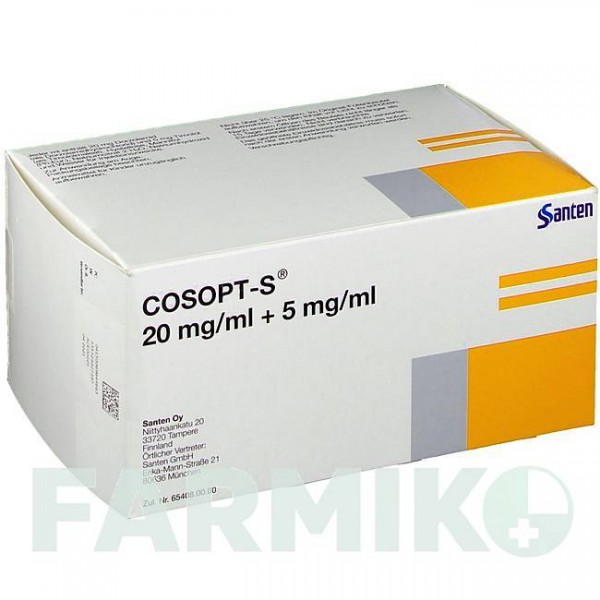 КОСОПТ (COSOPT) 20 мг/мл + 5 мг/мл пипетки 120x0,2 мл - Тимолол, Дорзоламид SANTEN