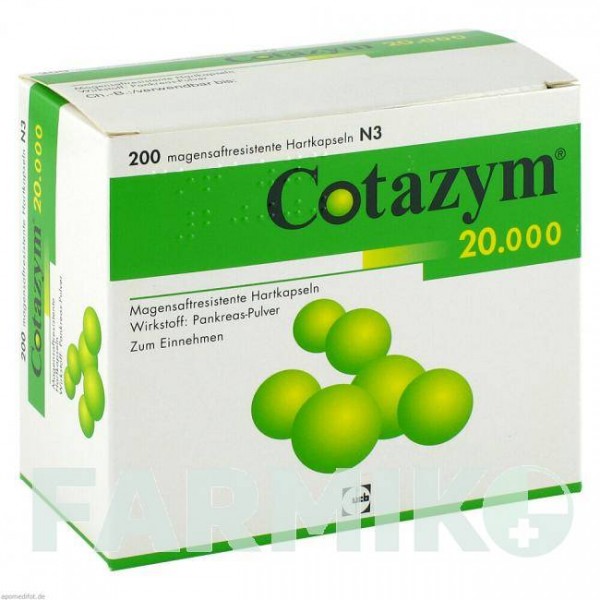 КОТАЗИМ (COTAZYM) 20000 капсулы 200 шт - Мультиэнзимы CHEPLAPHARM