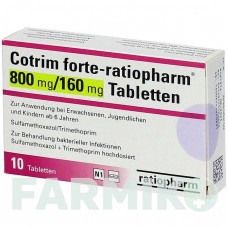 КОТРИМ (COTRIM) 800 мг/160 мг таблетки 10 шт - Сульфаметоксазол, Триметоприм RATIOPHARM