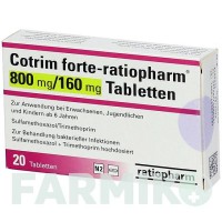 КОТРИМ (COTRIM) 800 мг/160 мг таблетки 20 шт - Сульфаметоксазол, Триметоприм RATIOPHARM