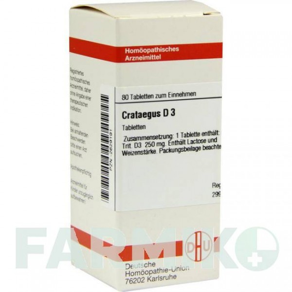 КРАТЕГУС (CRATAEGUS) D 3 таблетки 80 шт - Гомеопатия DHU