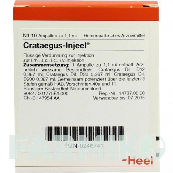 КРАТЕГУС ИНЬЕЛЬ (CRATAEGUS INJEEL) ампулы 10 шт - Гомеопатия BIOLOGISCHE HEILMITTEL HEEL
