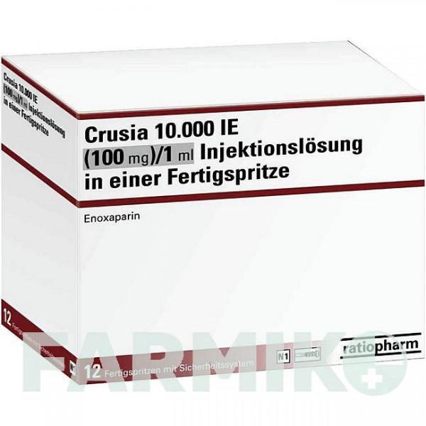 КРУЗИЯ (CRUSIA) 10000 МЕ 100 мг/1 мл раствор 12 шт - Эноксапарин RATIOPHARM