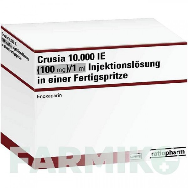 КРУЗИЯ (CRUSIA) 10000 МЕ 100 мг/1 мл раствор 24 шт - Эноксапарин RATIOPHARM