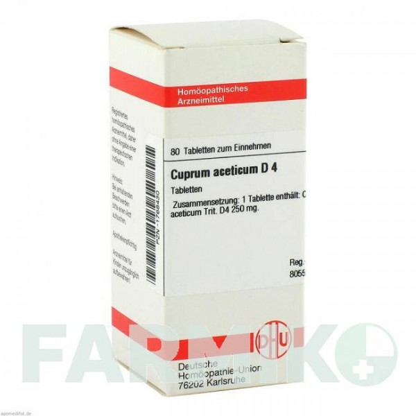 КУПРУМ АЦЕТИКУМ (CUPRUM ACETICUM) D 4 таблетки 80 шт - Гомеопатия DHU