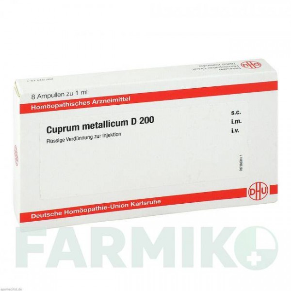 КУПРУМ МЕТАЛЛИКУМ (CUPRUM METALLICUM) D 200 ампулы 8x1 мл - Гомеопатия DHU