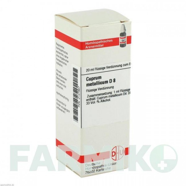 КУПРУМ МЕТАЛЛИКУМ (CUPRUM METALLICUM) D 8 раствор 20 мл - Гомеопатия DHU