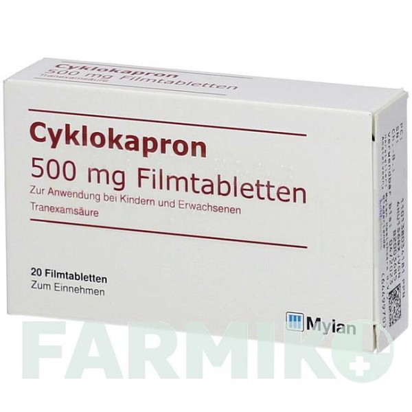 ЦИКЛОКАПРОН (CYKLOKAPRON) таблетки 20 шт - Транексамова кислота KOHLPHARMA
