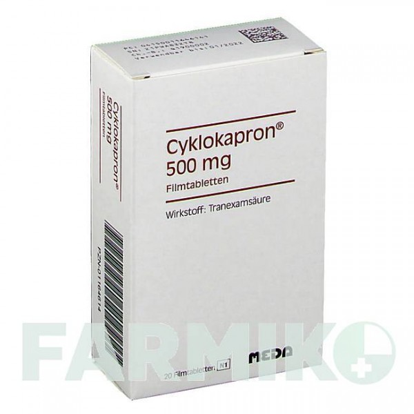 ЦИКЛОКАПРОН (CYKLOKAPRON) таблетки 20 шт - Транексамовая кислота MEDA PHARMA