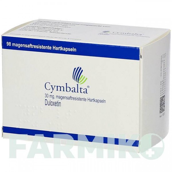 СИМБАЛТА (CYMBALTA) 30 мг капсулы 98 шт - Дулоксетин AXICORP PHARMA