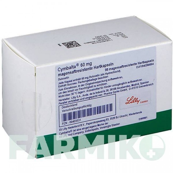 СИМБАЛТА (CYMBALTA) 60 мг капсулы 98 шт - Дулоксетин PHARMA GERKE