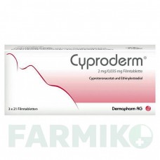 ЦИПРОДЕРМ (CYPRODERM) 2 мг/0,035 мг таблетки 3x21 шт - Ципротерон, Естроген DERMAPHARM