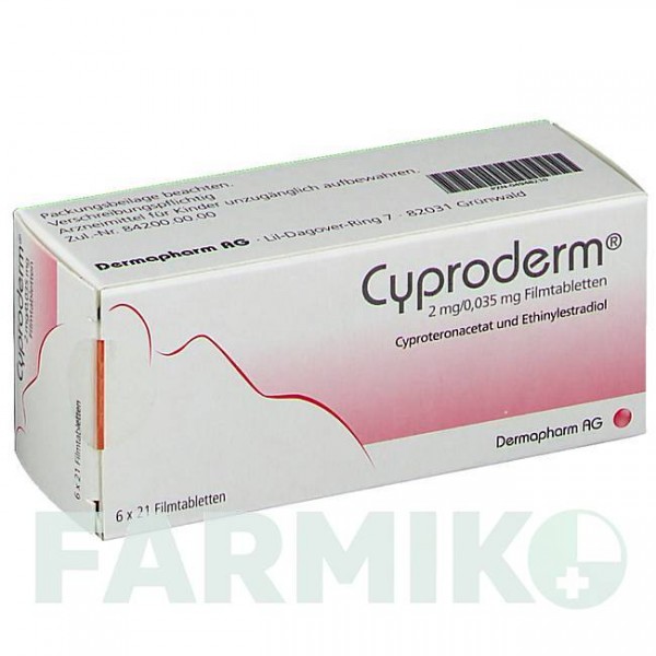 ЦИПРОДЕРМ (CYPRODERM) 2 мг/0,035 мг таблетки 6x21 шт - Ципротерон, Естроген DERMAPHARM