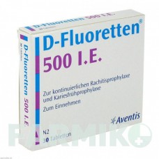 Д ФЛЮОРЕТТЕН (D FLUORETTEN) 500 таблетки 30 шт - Колекальциферол, Фторид натрия ZENTIVA