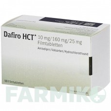 ДАФІРО (DAFIRO) 10 мг/160 мг/25 мг таблетки 98 шт - Валсартан, Амлодипін, Гідрохлоротіазид EMRA-MED