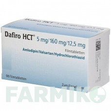 ДАФИРО (DAFIRO) 5 мг/160 мг/12,5 мг таблетки 98 шт - Валсартан, Амлодипин, Гидрохлоротиазид AXICORP PHARMA
