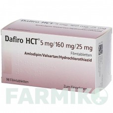 ДАФИРО (DAFIRO) 5 мг/160 мг/25 мг таблетки 98 шт - Валсартан, Амлодипин, Гидрохлоротиазид AXICORP PHARMA