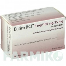ДАФІРО (DAFIRO) 5 мг/160 мг/25 мг таблетки 98 шт - Валсартан, Амлодипін, Гідрохлоротіазид KOHLPHARMA