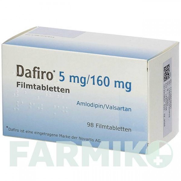 ДАФИРО (DAFIRO) 5 мг/160 мг таблетки 98 шт - Валсартан, Амлодипин DOCPHARM