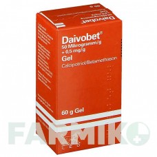ДАЙВОБЕТ (DAIVOBET) 50 мкг/г + 0,5 мг/г гель 60 г - Кальципотріол, Бетаметазон LEO PHARMA