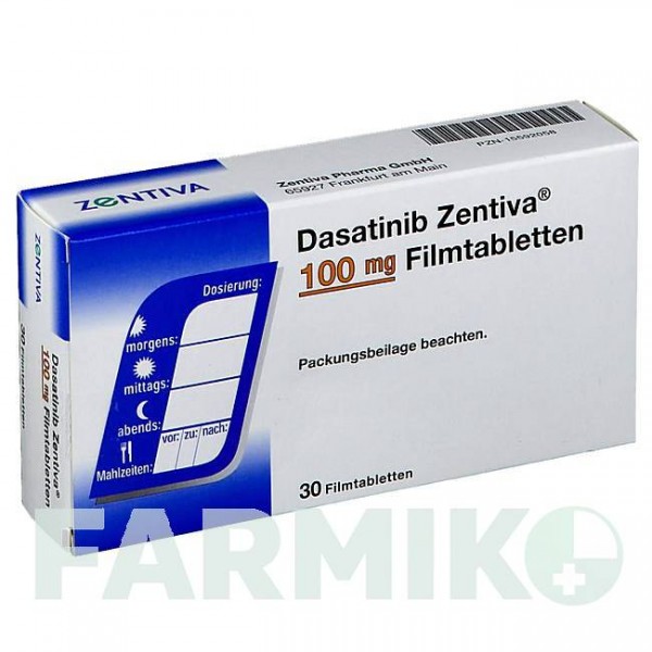 ДАЗАТІНІБ (DASATINIB) 100 мг таблетки 30 шт - Дазатініб ZENTIVA