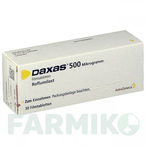 ДАКСАС (DAXAS) 500 мкг таблетки 30 шт - Рофлумиласт ASTRAZENECA